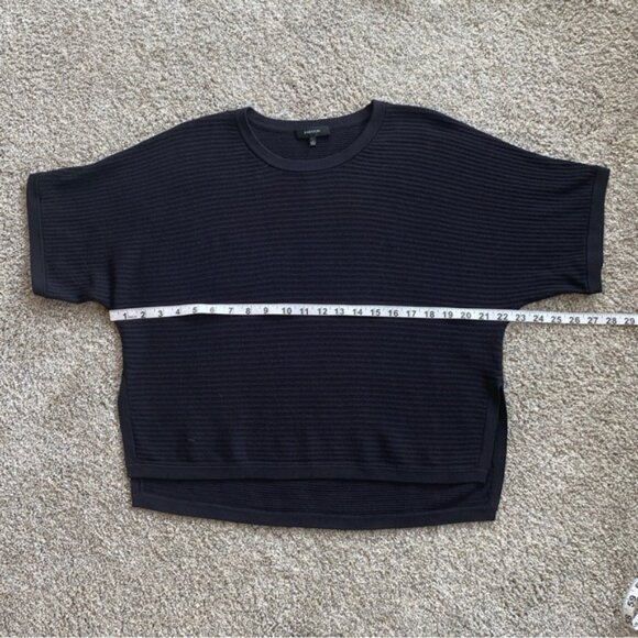 Aritzia Babaton "Donald" black hi low boxy oversized crop sweater top. Size L - Picture 10 of 11